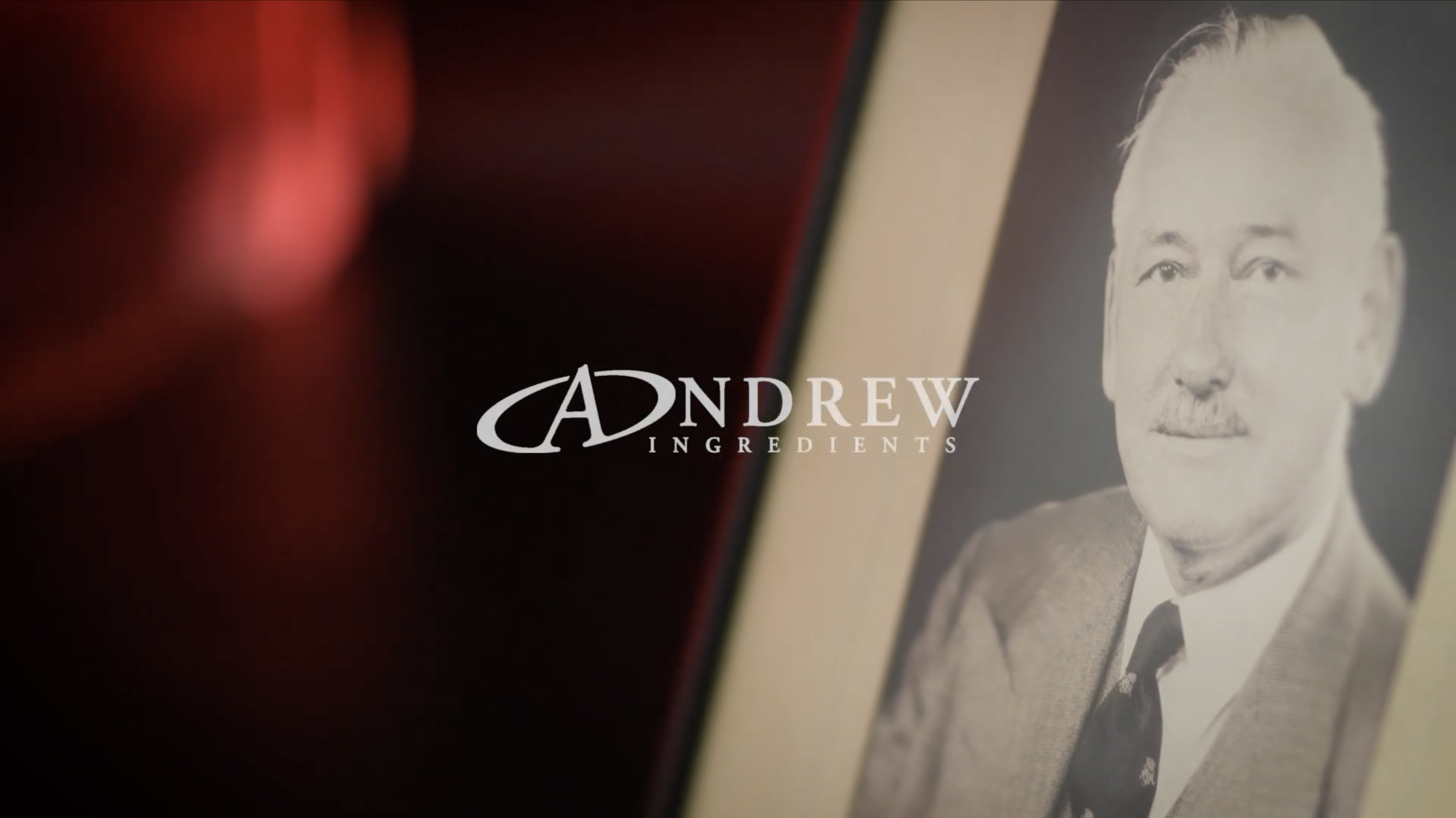 Video thumbnail for history video showing logo and photo of company founder